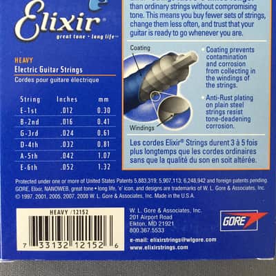 Elixir 12152 Nanoweb Nickel Plated Steel Electric Guitar Strings - Heavy (12-52) 2010s - Standard image 2
