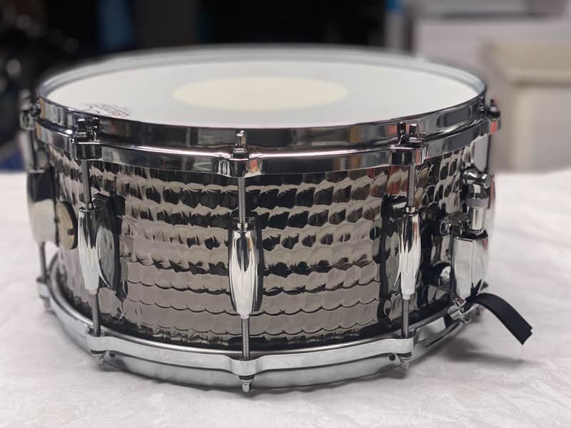 Gretsch S1-6514-BSH Full Range Series Hammered Steel 6.5x14" Snare Drum 2012 - Present - Hammered Black Nickel Over Steel image 1