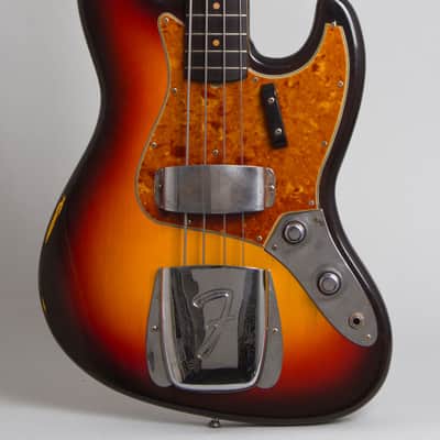 Fender Jazz Bass Solid Body Electric Bass Guitar (1960), ser. #54837, original brown tolex hard shell case. image 3