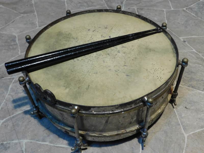sehr alte Jazz steel snare drum TROMMEL + Stecken um 1930 image 1