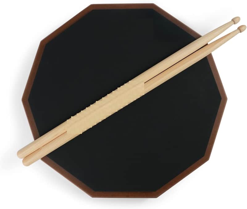 Drum Pad & Premium Drum Sticks, Silent Drum Practice Pad with Pitch Matched Drumsticks, 12 Inch Single Side Practice Drum Pad image 1