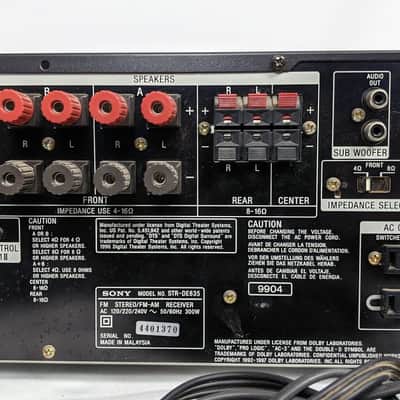 Sony STR-DE835 5.1 Channel 100 Watt AM/FM AV Receiver image 9