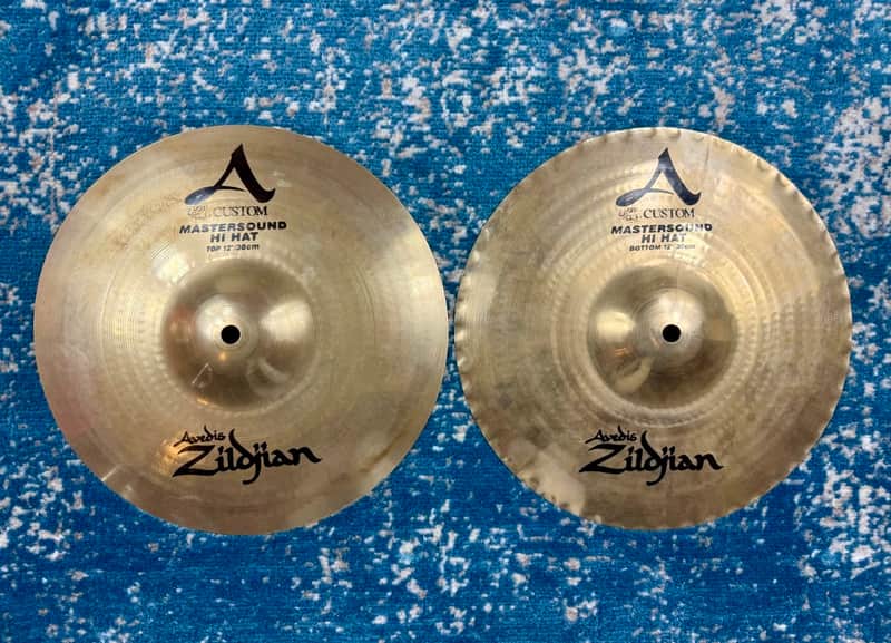 22 YEARS OLD SUPER CLEAN 12" Zildjian A Custom MASTERSOUND Hihats 750g 980g image 1