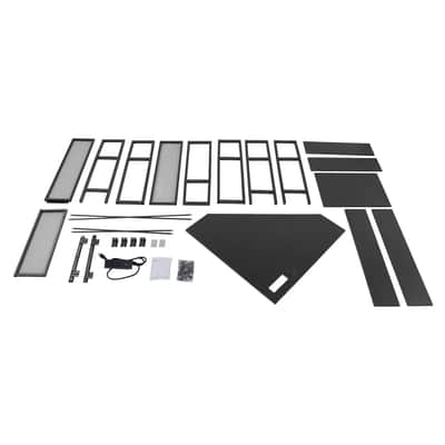 Black Corner Music Production Desk with LED Lights & Power Outlets image 7