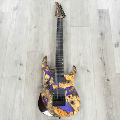 Legator Ninja X7 7-String Guitar, Buckeye Burl Top, EverTune Bridge, Royal Purple image 3
