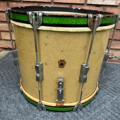 Vintage WFL LUDWIG 12x15 Parade Marching Mid-50's Snare Drum Mahogany 3PLY Silver Sparkle image 1