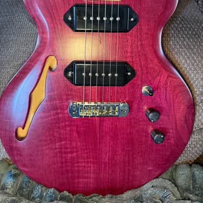 Custom Carved Top Semi Hollow 335 \ 339 \ 330 style with a Brazilian Flamed Purple heart wood top, Custom wound pickups - Roasted maple neck image 1