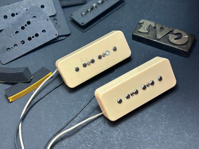 General Vintage Tone P90 Soapbar  pickup set Custom rod magnets Cream cover - Cream covers image 1
