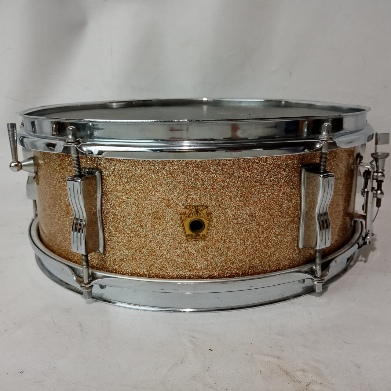 Ludwig 5x14"Champagne Vintage60s Pioneer Snare Drum for Club Date Set Chrome USA — main photograph