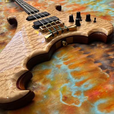 Alembic Dragon Wing Deluxe 5A Quilted Maple LED's 4 String Bass guitar 34" Scale image 13