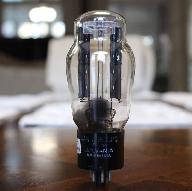 Sylvania JAN CHS 5U4G VT244 - Coke Bottle - Hanging Filament - D Getter - 1940s - Ribbed Black Plates, NOS Tube image 1
