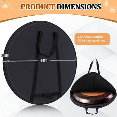 36'' Gong/tam-tam Bag Large Drum Bag with Heavy Duty Fabric and Velvet Interior for Meditation, Sound Healing Therapy and Yoga image 2