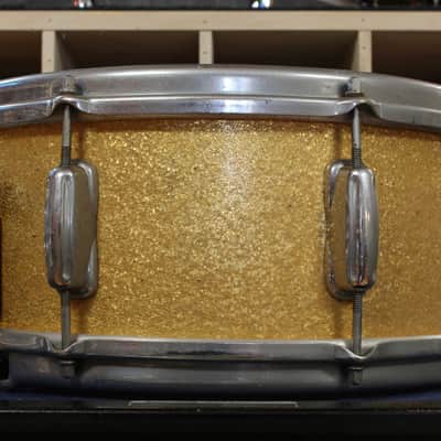 1960s Slingerland 5.5x14 Super Gene Krupa Snare Drum in Sparkling Gold Pearl image 2