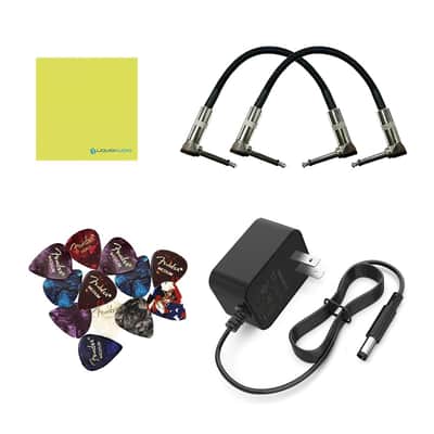 Mint EarthQuaker Devices Chelsea Low End Fuzz Driver Pedal Bundle with 2x Right Angle Patch Cables, 9V Power Adapter, 12x Guitar Picks & Polishing Cloth – Bass-Optimized Distortion with Massive Low End image 6