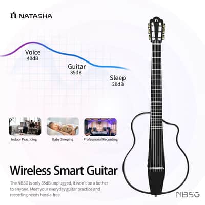 Natasha Bamboo Smart Guitar NBSG (Natural) - Nylon Wireless Smart Guitar  2024 - Satin image 14