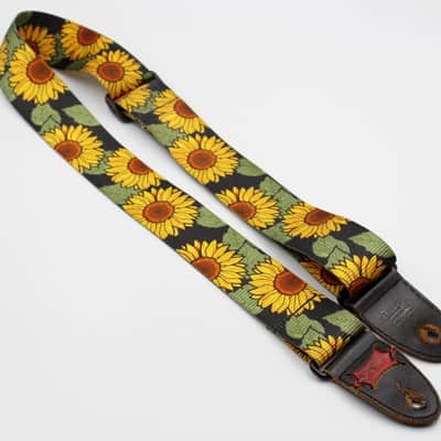 Levy's Vintage Guitar Strap Sun Flower ~Yellow~ Leather End Guitar Strap image 1