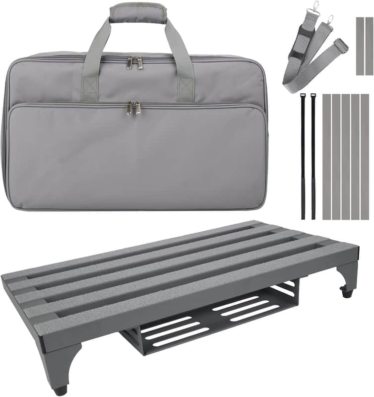 Super Light 3.3 lb Guitar Pedal Board 22" x 12.5" Aluminum Alloy Pedalboard with Power Supply Cradle (Gray, APB-22GY) image 1