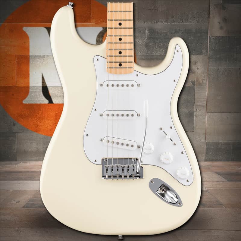 Fender Standard Stratocaster Maple Fingerboard, White Pickguard - Olympic White image 1