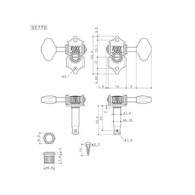 SE770 Open Gear Tuners Nickel Finish (3 button options)-red shell P5R buttons image 3