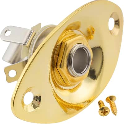 1/4" Oval Guitar Input Jack Output Plate Jackplate Socket for Strat Tele, Gold image 2