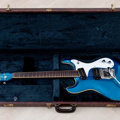 1996 Mosrite Ventures Model '63 Vintage Reissue Sidejack Blue w/ Vibramute & Case, Kurokumo image 19