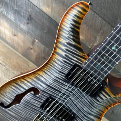 PRS Wood Library DGT Semi-Hollow David Grissom Signature Rosewood Neck! Flamed Maple 10-Top Smoked Black Hardware - Burnt Maple Leaf 418145 image 3