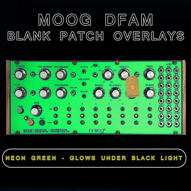 Moog DFAM Neon (Glow under Blacklight) Blank Patch / Preset Overlay Set image 1