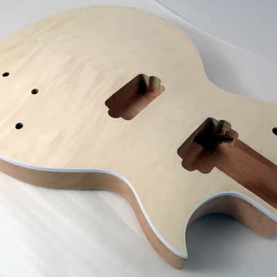 Select Stock Flame Top Mahogany Body + Trap Inlay Mahogany Neck RAW DIY Custom Ready BLEM image 4