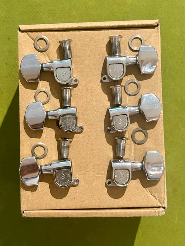 VINTAGE Schaller M6 3+3 Chrome Guitar Machine Tuning Heads - Chrome image 1