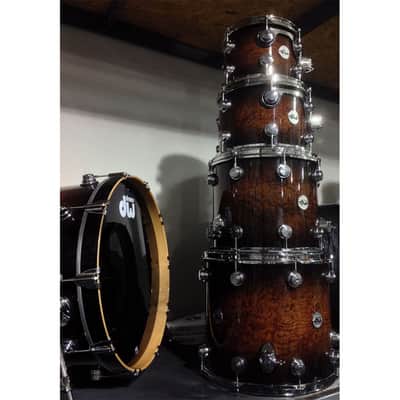 DW Collectors Series Exotic 5 Piece Shell Kit- Bubinga Pomele/Natural Candy Black Burst image 1