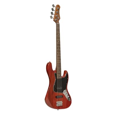 Stagg SBJ-30 STF RED Vintage 30 Serie J Bass See Trough Fiesta Red image 3