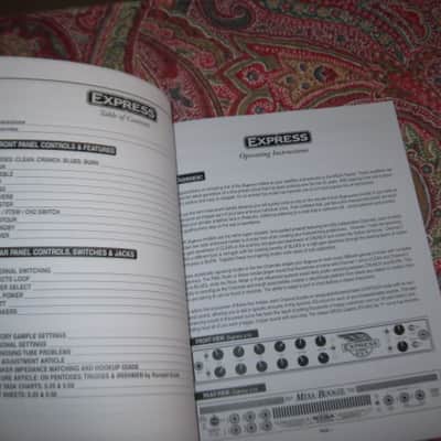 very near A+ (rarely handled) genuine Mesa Boogie Owner's Manual for Express Series 5:25 & 5:50  (NO amp included) from late 2000s/early 2010s, White Paper w/  Black Print/Graphics, 34 TOTAL pages Front Outer Cover to Back Outer Cover, 8 & 1/2" W x 11" H image 7