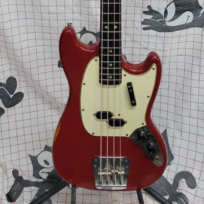 1966 Fender Mustang bass guitar, Dakota Red, OHC image 1