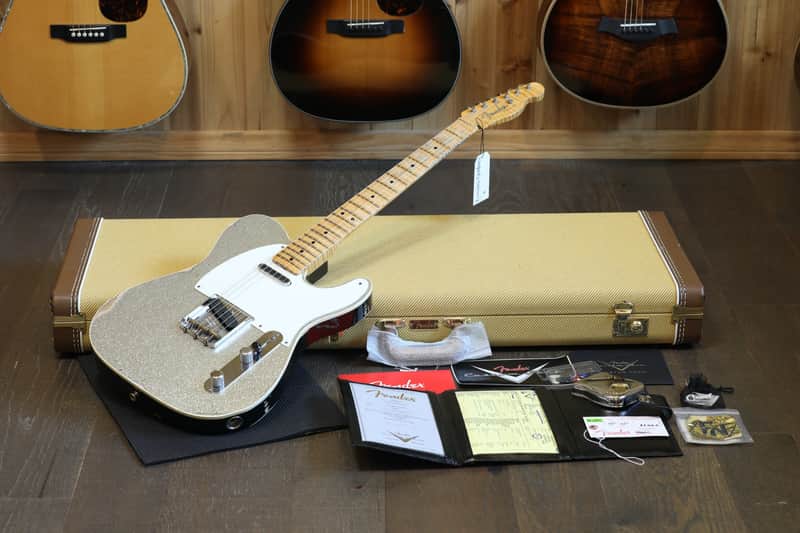 2018 Fender Custom Shop Double Esquire Limited Edition Electric Guitar Relic Silver Sparkle + COA OHSC image 1