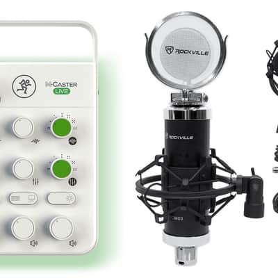 Mackie M Caster Live White Streaming Podcasting Smartphone/USB Mixer+Microphone image 1