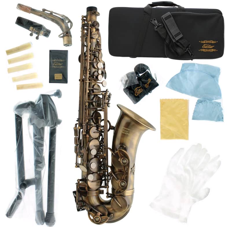 Eb Alto Saxophone Kit – Antique Brass | Sax with Case, Stand & Accessories image 1