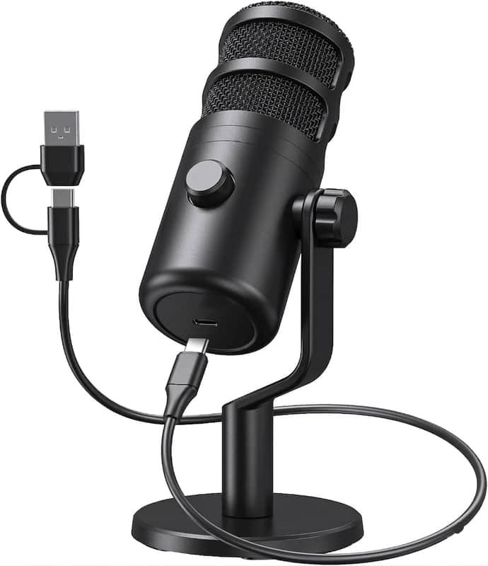 USB Dynamic Microphone, Podcast Recording Microphone with Gain Knob, Plug & Play, Metal Structure, Voice-Isolating Technology, Cardioid Studio PC Mic for Streaming, Vocal, Home Studio image 1