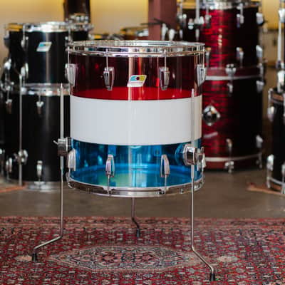 Ludwig 1970s Ludwig Vistalite Kit in Red, White, and Blue - 14x22, 16x16, 8x12 image 10