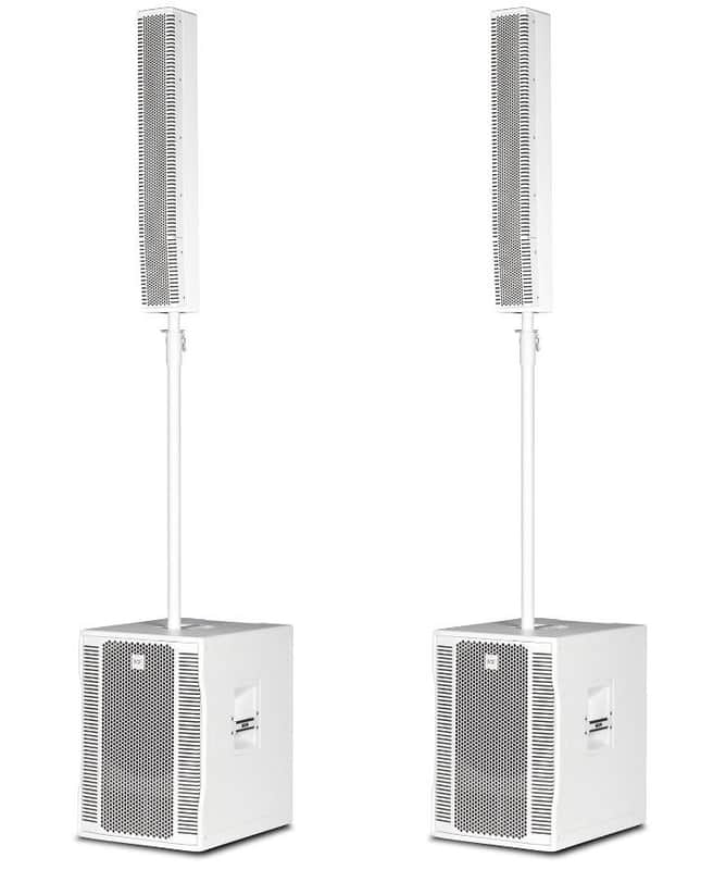 2x RCF EVOX 12 White Portable Active 2-Way Column Array DJ System 1400 Watts image 1
