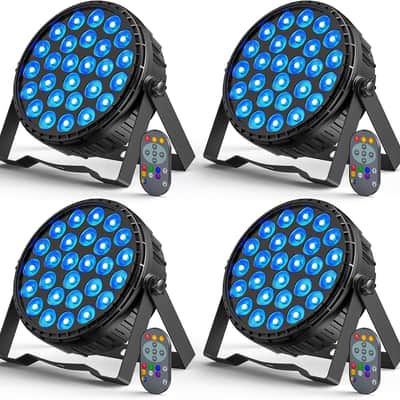 LED Par Light RGBW 4in1 160W 27Leds Stage Lights Remote & DMX Controlled Sound Activated Auto Play 8/4 Channel Uplights for Events Wedding Halloween Birthday Party Dance Stage Lighting (4 Packs) image 1