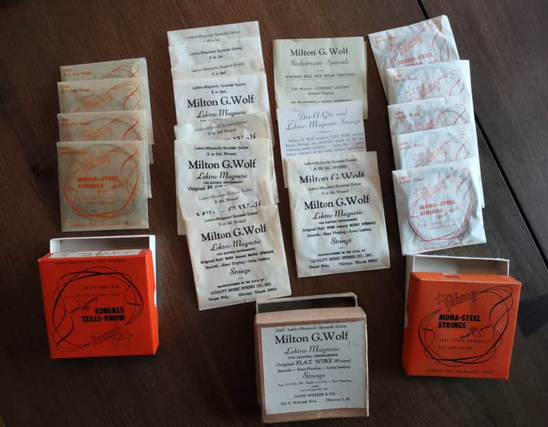Gibson & Milton G Wolf 3 Vintage Boxes Electric Guitar Strings + Violin image 1