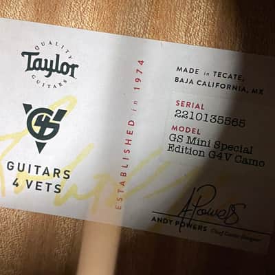 NEW! Taylor Guitars 4 Vets GS Mini Special Edition Acoustic Guitar - Desert Camo - Authorized Dealer image 4