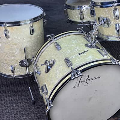 Vintage Rogers Drum Kit 12/16/20/14 Snare - White Marine Pearl image 2