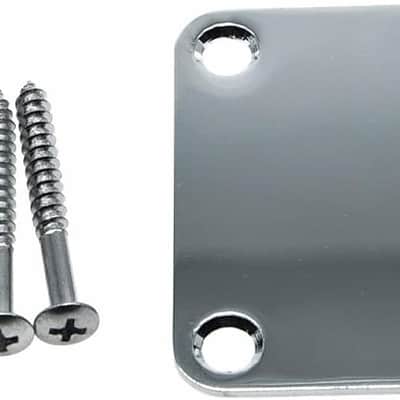 4-Bolt Electric Guitar Replacement Neckplate Bass Metal Neck Plate with Screws for FD Strat Tele or Basses Chrome image 1