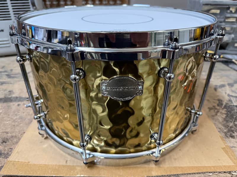 Dallas Drum 14x8 Hammered Brass Snare Drum 2025 - Hammered yellow brass image 1