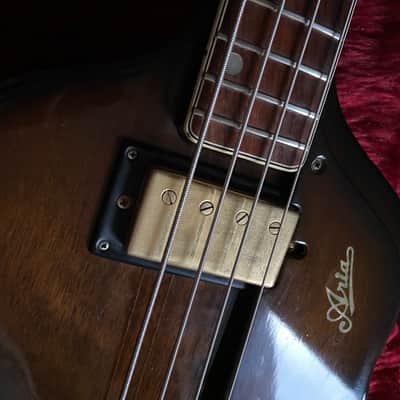 c.late 1960s Aria/Univox Matsumoku EB-1 Style Scroll Bass MIJ Vintage Bass Very Rare Bass “Brown” image 6