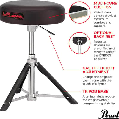 Pearl Roadster Drum Throne Seat Tri-Lateral Gas Lift Stool (D1500TGL) image 2