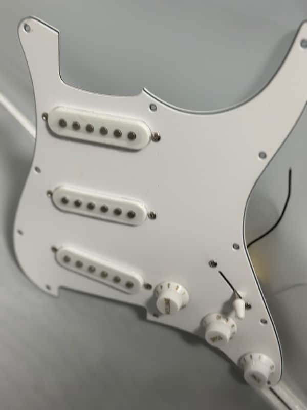 Monte's Guitar  Custom Build Stratocaster Pickguard White Fully Loaded and Wired d image 1