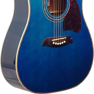 Oscar Schmidt OG2TBL Dreadnought Acoustic Guitar Trans Blue image 3