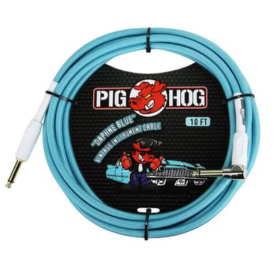Pig Hog PCH10DBR 1/4" to 1/4" Right-Angle Daphne Blue Guitar Instrument Cable, 10 Feet (2-Pack) image 2